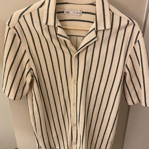 Zara Mens stripped Camp Collar shirt